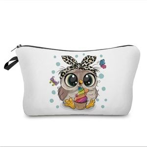 ***$8 BUNDLE*** Cute Owl Pattern Cosmetic Bag, Portable Foldable Makeup Storage